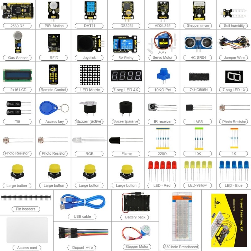 Super Starter Kit Arduino R3 Super Starter Arduino Kit avec Arduino Mega 2560 R3